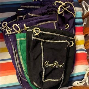 Crown Royal Gift Bags - Black, Green, and Purple all 15 for one price